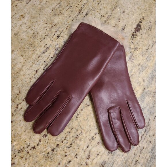 New! Vintage Size L XL Red Faux Leather Rabbit Fur Lined 9" Gloves Collectables - Picture 1 of 16